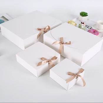 10stk Hvid Kraftpapir gaveæske Håndlavet Slik, Chokolade Cookie opbevaringsboks Part Forsyninger Tøj Opbevaring Til Fødselsdag