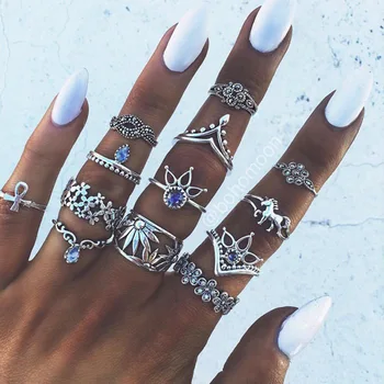 10stk/Indstille Mode Pil Stjerne Finger-Finger Ring Sæt Til Kvinder 2021 Boho Krystal sten Geometriske Kvindelige bryllupsfest Smykker