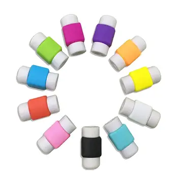 10stk USB-datakabel Beskyttende Anti Bryde Dække Ærme Kompatibel til iPhone Oplader Kabel Tilfældig Farve