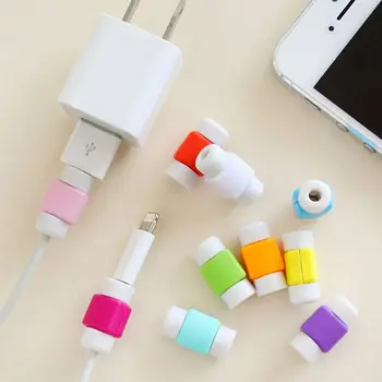 10stk USB-datakabel Beskyttende Anti Bryde Dække Ærme Kompatibel til iPhone Oplader Kabel Tilfældig Farve