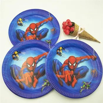 10stk/set 7inch Spiderman Superhelt Part Forsyninger Plade Børn festartikler Tema Kids Funny Fødselsdag Dekoration