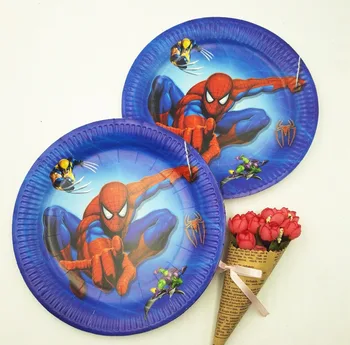 10stk/set 7inch Spiderman Superhelt Part Forsyninger Plade Børn festartikler Tema Kids Funny Fødselsdag Dekoration
