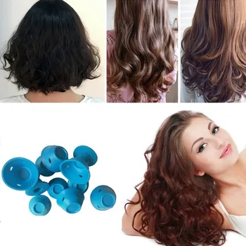 10stk/set Blød Gummi Magic Hair Care Ruller Silikone Hair Curler Ingen Varme Styling Værktøj Blå Pink Hår Ruller Værktøjer