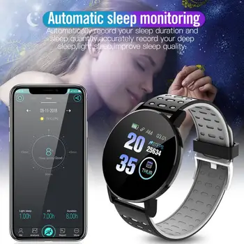 119 Plus Bluetooth Smart Ur Blodtryk puls Vandtæt Sport Runde Smartwatch Humen Se Tracker For Android, IOS