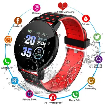 119 Plus Bluetooth Smart Ur Blodtryk puls Vandtæt Sport Runde Smartwatch Humen Se Tracker For Android, IOS