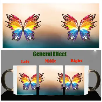 11OZ Magi Keramik-Krus varmefølsomme farveskift Og Te Krus Cup Udskrivning med Smuk Sommerfugl