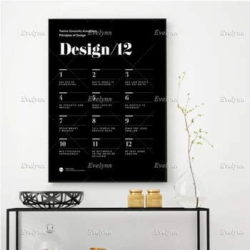 12 Principper For Design-UI/UX-Grafisk Illustration Helvetica Sjove Kunst,Infographics,Plakat Wall Art Prints Hjem Indretning Lærred