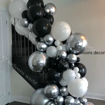 123pcs Marmor Balloner Guirlande-Kit Chrome Splint Sort Hvid Ballon Arch Fødselsdag, Bryllup, Baby Shower Hollywood Party Indretning