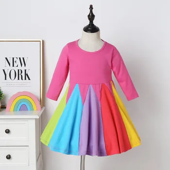 12M-5 År piger dress langærmet 2020 foråret Candy farver Tøj Kids Baby Prinsesse barn pige kjoler Børn Tøj