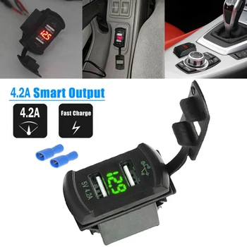 12VCar Lastbil, Båd UTV Grøn LED-Skærm og Dual USB Oplader til Digital Voltmeter Rocker Switch Utv lastbil dele Hurtig Opladning bildele