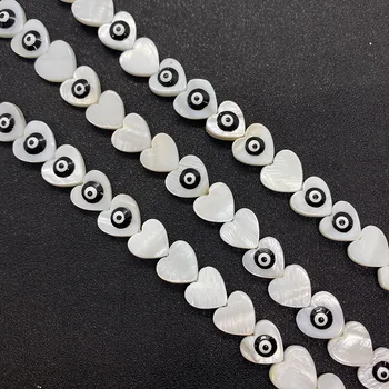 12mm Kærlighed Hjerte-formet Shell Perler Onde Øje Naturligt Ferskvand Shell Perler forDIY smykkefremstilling-Armbånd, Halskæde Mode Perler