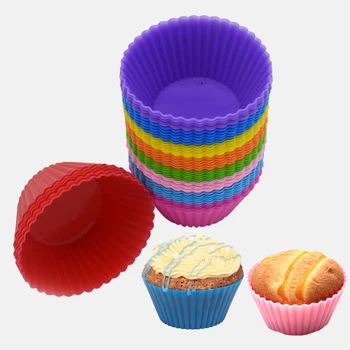 12pcs/Sæt Rund Bolle Cupcake Bage Forme Silikone Kage form for Kage Udsmykning DIY Værktøjer Køkken Madlavning Bageforme Kaffefaciliteter