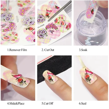 12pcs blomster Søm Vand Decal Sticker Fuld Wraps Tips DIY Overførsel Skyder Folie Nail Art Dekoration Manicure