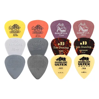 12pcs/sæt Originale Dunlop Nye Akustiske Guitar Picks Nylon Plekter Celluloid Elektriske Glat Guitar Pick Tilbehør