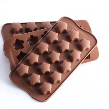 15 Huller Stjerner Silikone Formen 3D Fem Spidse Stjerner Kage Udsmykning Værktøjer Køkken Chokolade Cookies Fondant Skimmel Bagning Værktøjer
