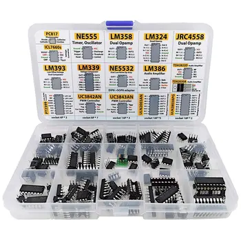 150 Stk Opamp Oscillator Timer Optokobler IC Pwm-IC Chip Sortiment Operationelle Forstærker PC817 NE555 LM358 LM324 JRC4558