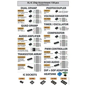 150 Stk Opamp Oscillator Timer Optokobler IC Pwm-IC Chip Sortiment Operationelle Forstærker PC817 NE555 LM358 LM324 JRC4558