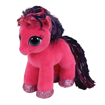 15CM Ty Beanie Boos Store Øjne Blå Rød Pony Plushie Søde tøjdyr Legetøj Super Blød Seng Dukke Indretning Barn Fødselsdag Gave