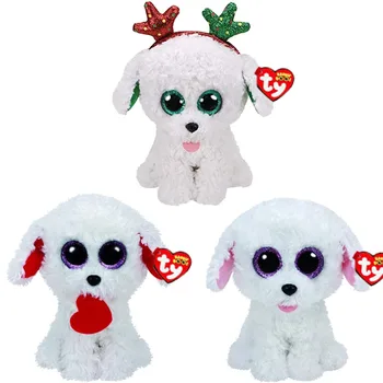 15cm TY Store Øjne Glitter Hvid Krøllet Hund Bløde tøjdyr Collectible Hund serie Dukke Toy Drenge Pige, Jul, Fødselsdag, Gave,
