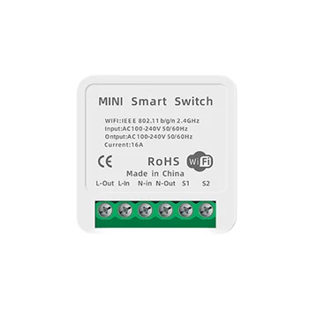 16A Tuya WiFi Smart Switch Led-Lys, Smart Liv Tryk Modul DIY Understøtter 2-Vejs APP Stemme Relæ Timer Alexa Google Startside