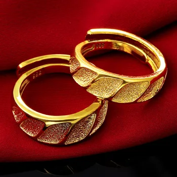 18K Gul Guld Forgyldt Ring For Par, der Elsker Luksus Matteret Guld Par Finger Ring Valentine ' s Day, Fødselsdag, Fine Smykker Gaver