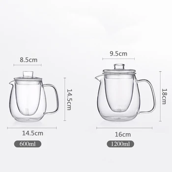 1L/1,5 L Stor Gennemsigtig borosilikatglas Tekande Varme-Resistente Store Klare Te Flower Pot Te Sæt Puer-Kedel Office Home Værktøj