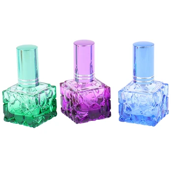 1PC Farverige Firkantede Glas Parfume Flaske 10 ml Lille Udsnit Bærbare Parfume Genopfyldning Duft Sprøjte Kosmetiske Spray Flaske NYE