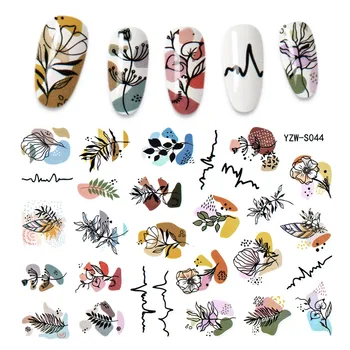 1PC Graffiti Manicure Blomst Kvinde Ansigt Design Abstrakt Skitse Stickers til Negle Sexet Pige Nail Art Dekoration Søm Klistermærker