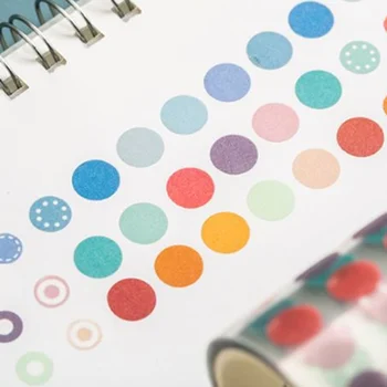 1Roll Farverige Prikker Masking Tape Tidende Studerende Notebook Stickers Kids DIY Dekorative Dagbog Scrapbooking Dekoration Klistermærker