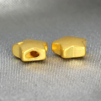 1STK Ny Solid Ren 24Kt 3D-Gul Guld-Vedhæng Kvinder Stjernede Perle Vedhæng 0.1-0.2 g 7x6.5x3x1mm Kun Vedhæng