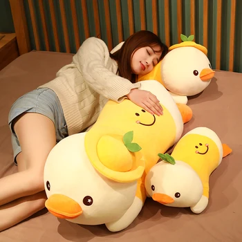 1pc70/90cm Dejlige Liggende Duck Plys Legetøj Kawaii Duck Plys Pude med Fyld Bløde Dyr Dukker til Børn, Baby Sovende til Stede