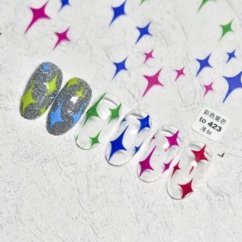 1stk Dejlige Stjerner 3D Negle Kunst Mærkat DIY Nail Ornamenter Selvklæbende Skydere Manicure Søm Mærkat Tilbehør til Udsmykning