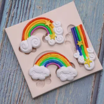 1stk Diy fødevaregodkendt Silikone Bage Formen 3d Rainbow Cloud Silicone Mould Fondant Kage Udsmykning Værktøjer, Cookies, Chokolade Skimmel