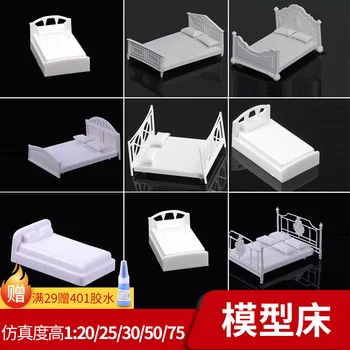 1stk Dukkehus Bed Mini Miniature Møbler Soveværelse Dukke tilbehør 1/20 1/25 1/30 skala