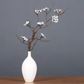 1stk Kunstige Blomster, Silke Plum Blossom 87cm Falske Plante Buket Asian Style Buddhistiske Humør Hjem Bryllup Tilbehør til Udsmykning