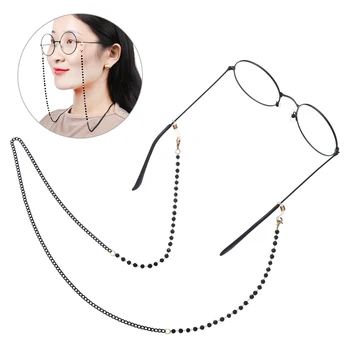 1stk Mode Akryl Crystal Briller Kæde halsrem Krystal Sorte Perler Briller, Halskæde Metal Solbriller Ledningen Lanyard