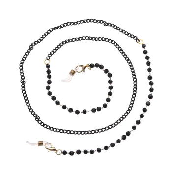 1stk Mode Akryl Crystal Briller Kæde halsrem Krystal Sorte Perler Briller, Halskæde Metal Solbriller Ledningen Lanyard