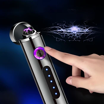 1stk Ultra-tynde Mænd Kvinder Dobbelt Bue Lettere USB-Genopladelige Elektroniske Metal Mini-Cigaret Lighter