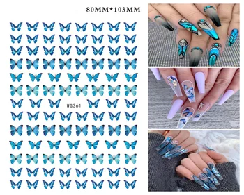 1stk elegante butterfly nail art manicure, udsmykning tilbage lim decals dekorative søm klistermærker