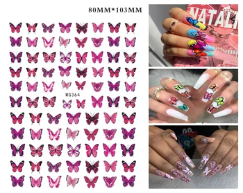 1stk elegante butterfly nail art manicure, udsmykning tilbage lim decals dekorative søm klistermærker