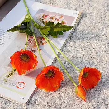 1stk om 60cm kunstige blomsterbuketter rød farve, kunstig korn valmue blomster buketter&Papaver rhoeas&Coquelicot klaser