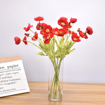 1stk om 60cm kunstige blomsterbuketter rød farve, kunstig korn valmue blomster buketter&Papaver rhoeas&Coquelicot klaser