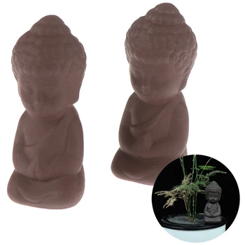 2.3x2.3x6.1cm Mini Keramiske Buddha-Statue Figur Hinduistiske Fengshui Skulptur Meditation Miniaturer Zen Garden Home Decor