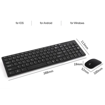 2,4 G Trådløst Tastatur Og Mus Combo Computer, Ergonomisk Tastatur Med PC Gamer Mus Plug and Play ABS Mus Til Bærbare PC