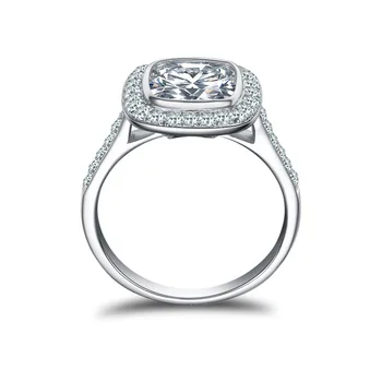 2.5 Karat Genial Pude Cut NSCD Engagement Store Ring Ægte 925 Sterling Sølv Ringe for Kvinder Jubilæum Gave