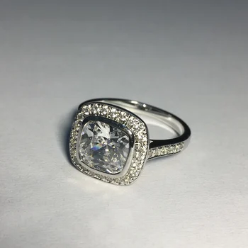 2.5 Karat Genial Pude Cut NSCD Engagement Store Ring Ægte 925 Sterling Sølv Ringe for Kvinder Jubilæum Gave