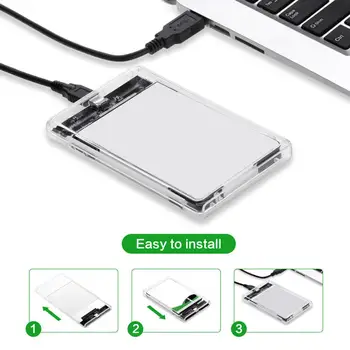 2,5 tommer SSD HDD Kabinet Slide Gennemsigtig USB Type-C til SATA-Harddisken Mobile Sag Ekstern Storage Tilbehør
