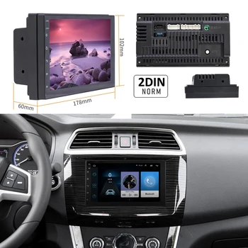 2 Din Auto Radio Android Multimedia-Afspiller Med 7