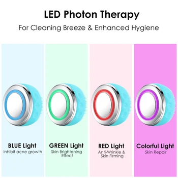 2 I 1 EMS LED-Lys-Terapi Silikone Varme Face Cleanser Facial Massage Børste Skrubber Huden-Vask Pensel hudpleje