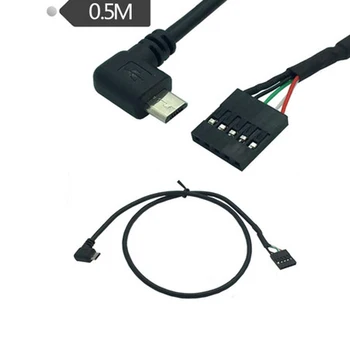 (2-Pack), 50CM 90 Grader Højre Vinkel Micro-USB Mand til 5 Pin Bundkort Female Adapter Udvidede Dupont-Kabel(Mikro-USB-M/5Pin)